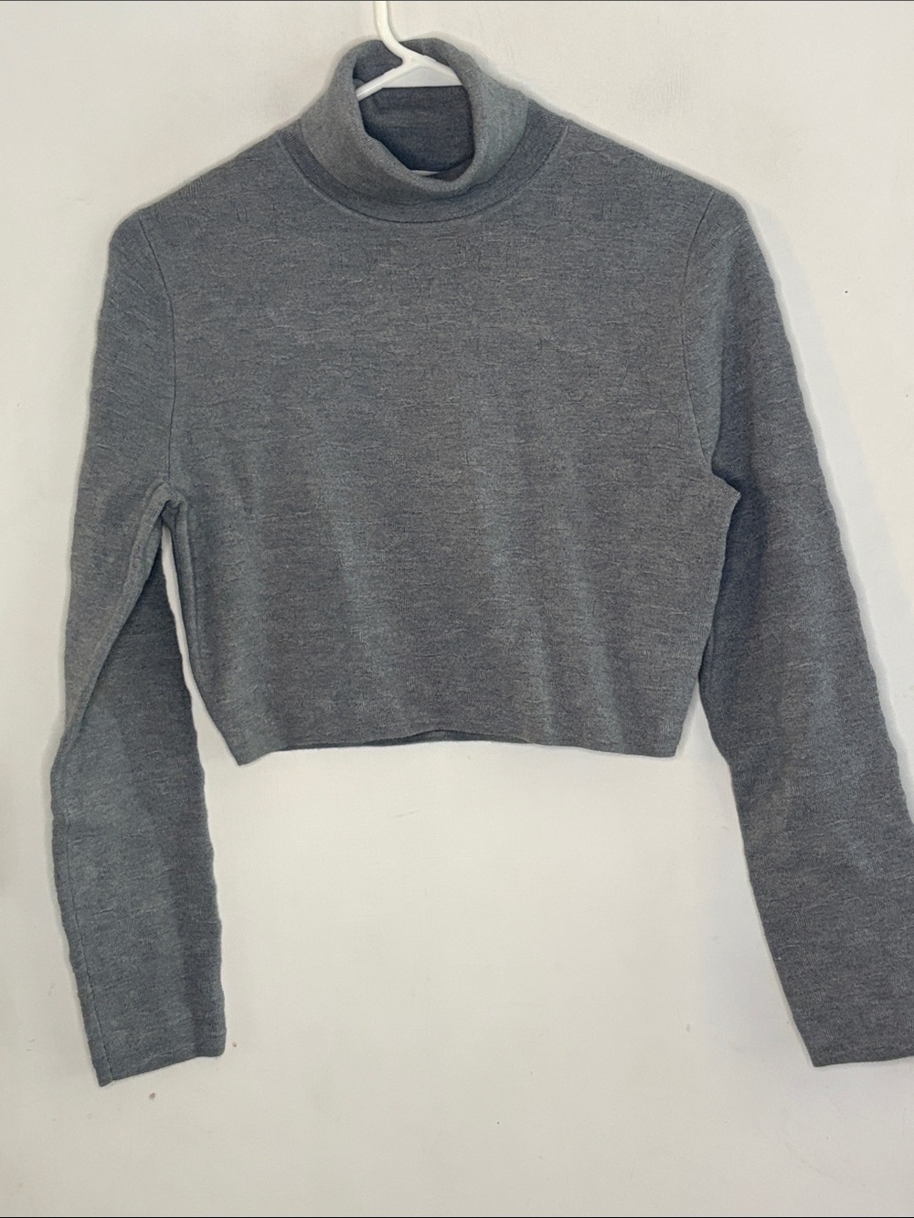 Coach grey cropped wool silk blend turtleneck sweater Size Large